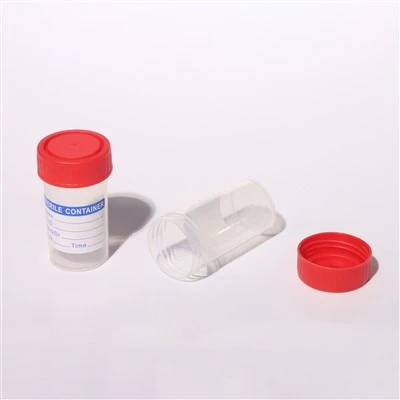 Pojemnik na mocz z czerwoną zakrętką 40 ml 60 ml 120 ml